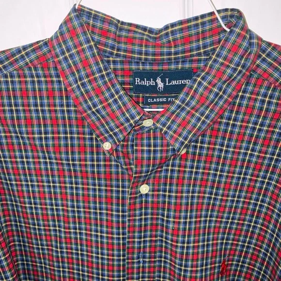 Ralph Lauren Red, Blue & Green Plaid Button-Down Shirt - Picture 1 of 6